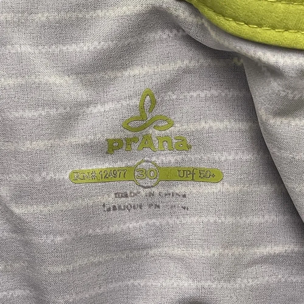 prAna 30 x‎ 10" Gray Striped Drawstring Performance Flex Board Shorts_6